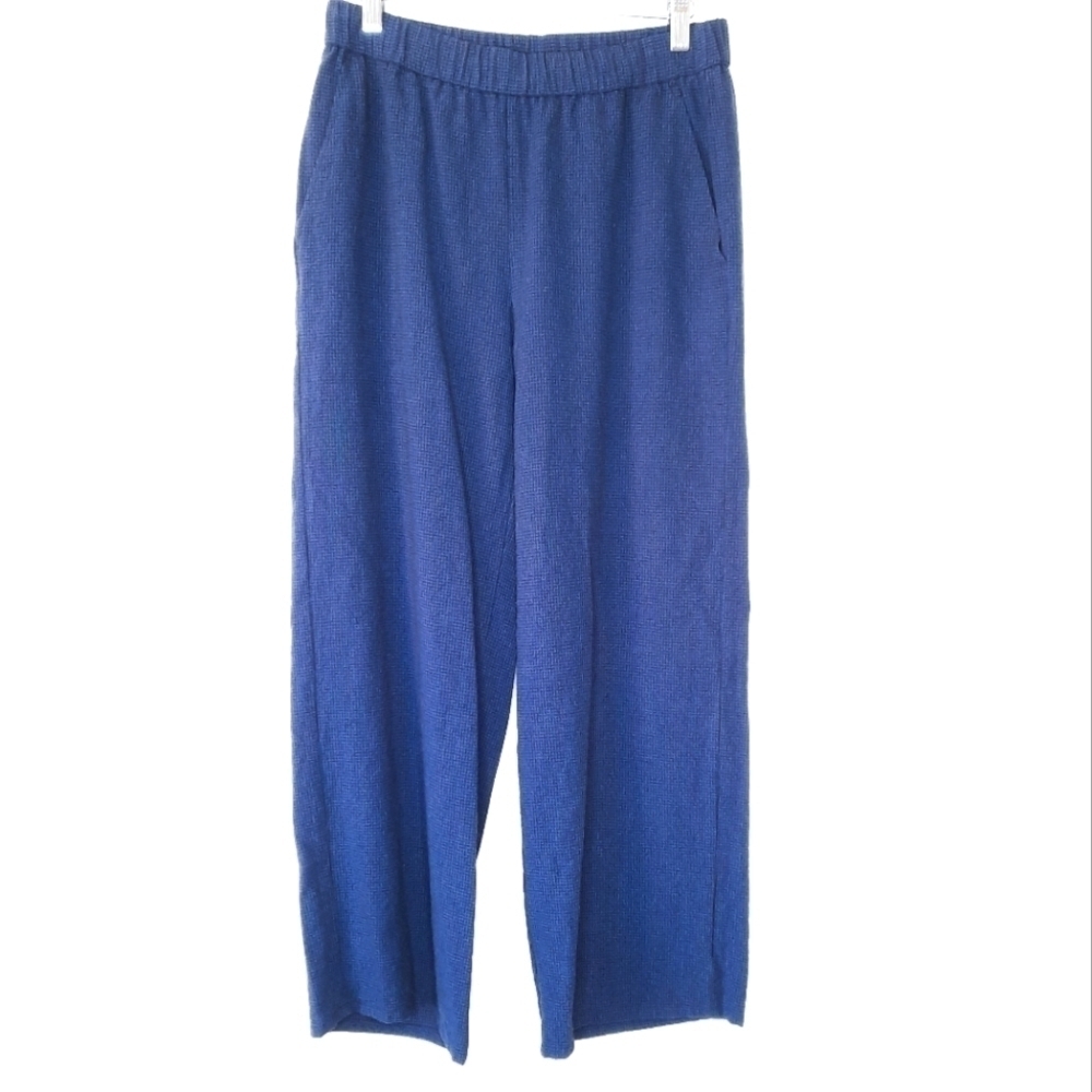 Eileen Fisher Blue Textured Houndstooth Tencel Pants XS